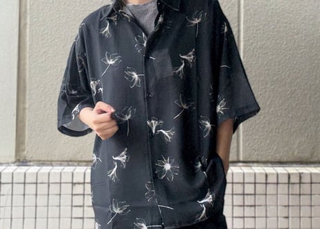 【全2色】パナマクロス総柄シャツ（花）　515047