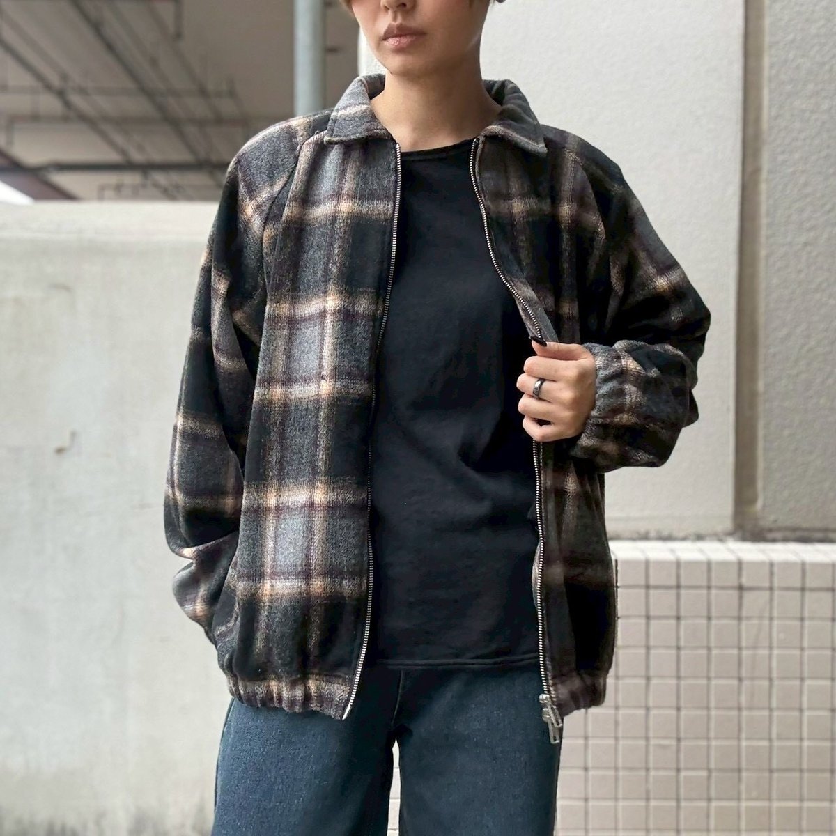 ウールブレンドネルチェックブルゾン 25-70341 | VARG Giraffe larch