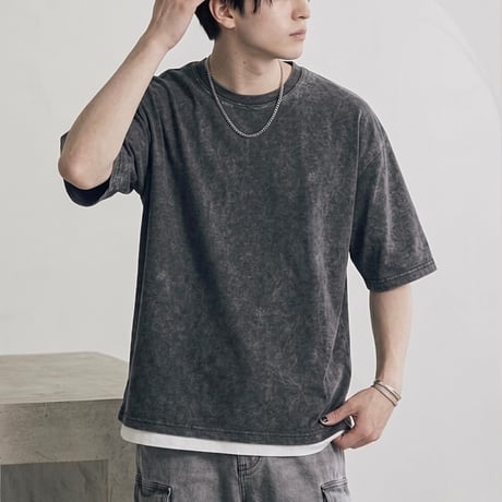 ピグメント コットン半袖Tシャツ メンズ コットン100% カジュアル ABM22499