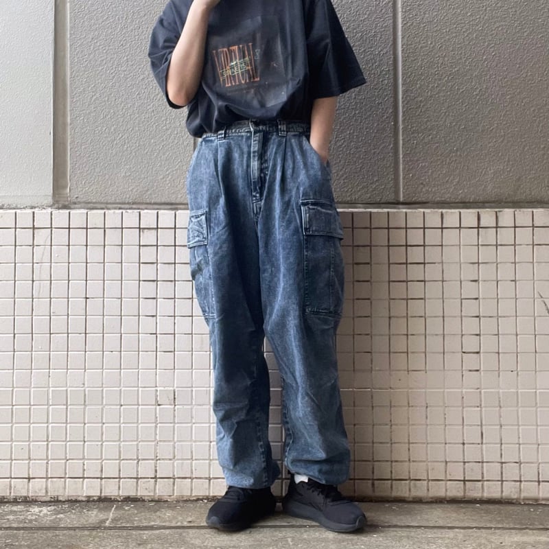 か*根様 SHAREEF ボンテージ 紐 デニムパンツ ワイドストレート ケミカ SHAREEF ボンテージ 紐 デニムパンツ ワイドストレート ケミカル