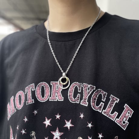 チェーンネックレス 大小ダブルリング メンズ アクセサリー NL2332-16-11