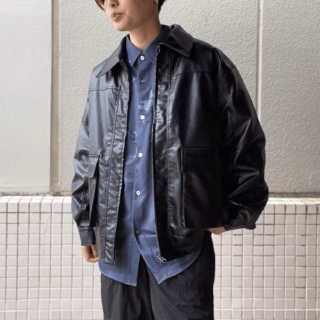 羊革ブルゾン J-CLAYS Biker jacket in shiny ripstop｜ブラック｜メンズ｜DIESEL