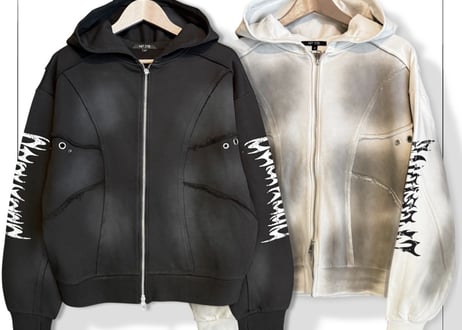 【全2色】スプレー加工裏毛フルZIPパーカー　220192