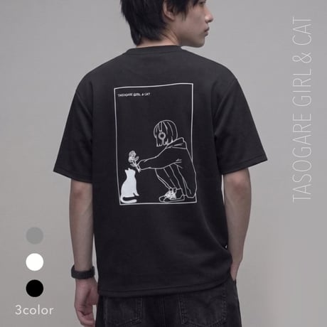 TASOGAREポンチ半袖Tシャツ ネコ花 メンズ63700705
