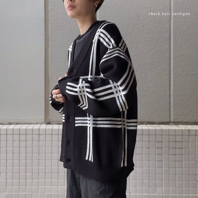 全4色】 チェックBIG長袖ニットカーディガン 21708004 | VARG Gira