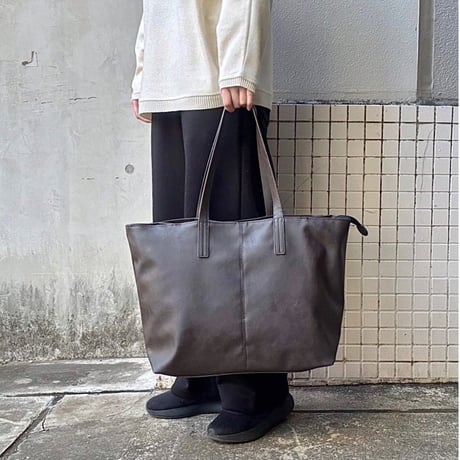 大容量PUトートバッグ 両あおりポケット付き ビジネス カジュアル CMK20-0729