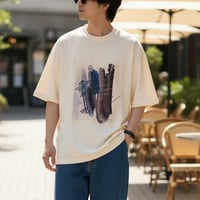フロント転写プリント半袖Tシャツ ポリエステル カジュアル 252-3546