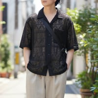 レースシャツ ワイドシルエット オープンカラー半袖シャツ NM25SU09