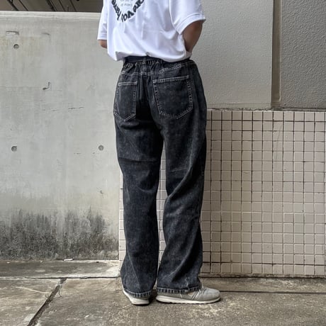 デニムワイドパンツ 5ポケット ケミカルウォッシュ カジュアル 4S-H767