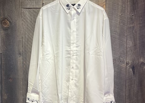 【全4色】 エリソデ薔薇刺繍長袖エステルシャツ　　032703602
