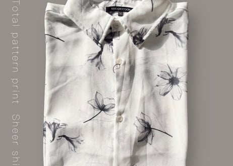 【全2色】パナマクロス総柄シャツ（花）　515047