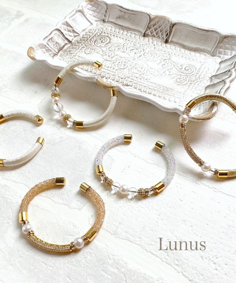 ラインストーンバングル クリアゴールド | Lunus / ハンドメイド 