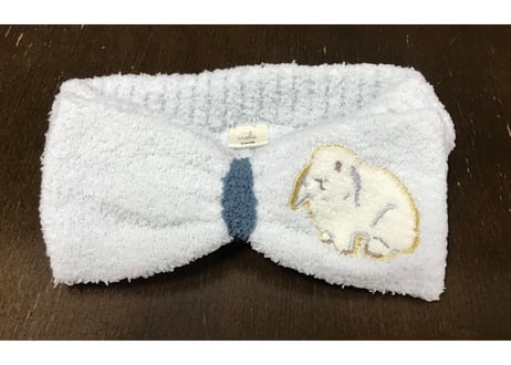 サンプル　マシュマロラビットカラー　刺繍ヘアバンド