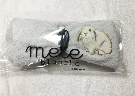 サンプル　マシュマロラビットカラー　刺繍ヘアバンド