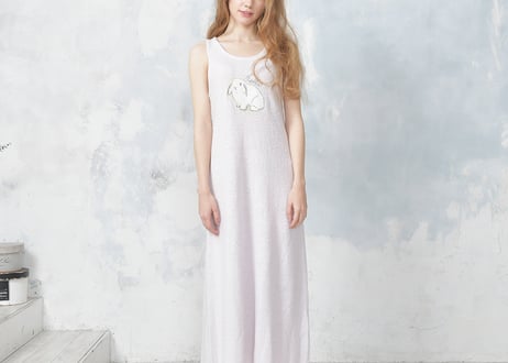 ライトモールラビット刺繍ワンピース