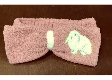 サンプル　マシュマロラビットカラー　刺繍ヘアバンド