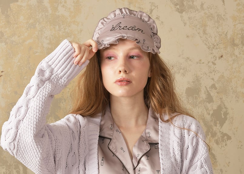 シャンパンコールサテンフリルアイマスク | mele blanche 