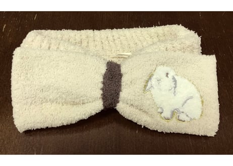 サンプル　マシュマロラビットカラー　刺繍ヘアバンド