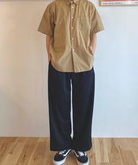 MANUAL ALPHABET マニュアルアルファベット（ユニセックス）/ SMOOTH JERSEY WIDE TRUCK PANTS スムースジャージートラックワイドパンツ【ブラック】