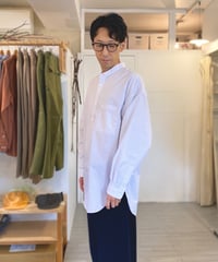MANUAL ALPHABET マニュアルアルファベット（ユニセックス）/ ファンクション T/C  オーバーロングストライプシャツ【ホワイト×ブラック】