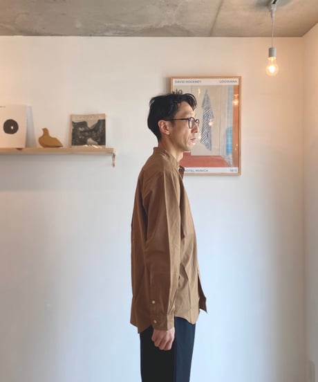 MANUAL ALPHABET マニュアルアルファベット（ユニセックス）/ WASHER BROAD LOOSE FIT B/C SHIRTS 【LTブラウン】