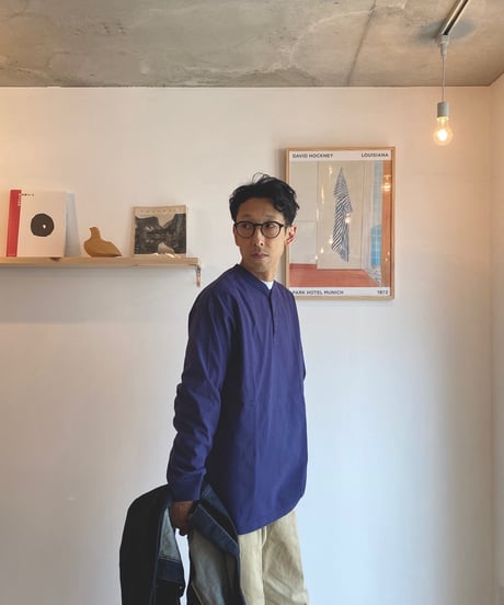 Ohh! オー！（ユニセックス）/ HENLY NECK L/S TEE ヘンリーネック長袖Ｔ【ネイビー】