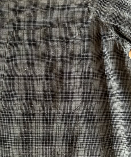 MANUAL ALPHABET マニュアルアルファベット（ユニセックス）/ C/S LAWN S/S OPEN COLLAR SHIRTS 【ブラックチェック】