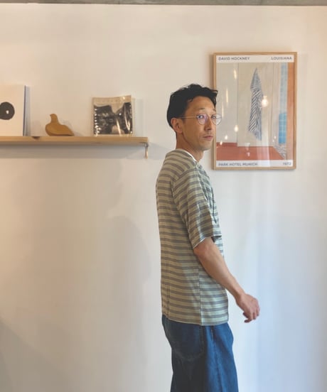 Miller ミラー（ユニセックス）/ Panel-rib Casual fit Tee 【ミント×ネイビー】