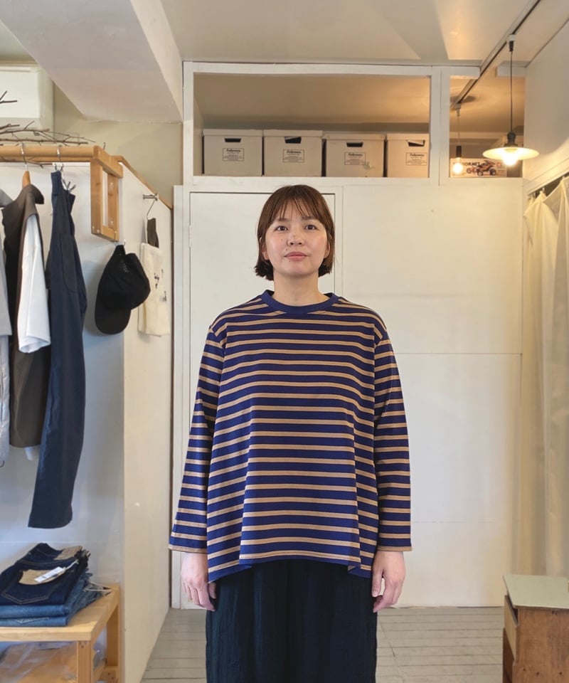 繁子☆新品☆maillot border  flair long-T 黒 maillot マイヨ（レディース） / hd border flair long-Tee