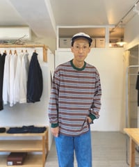 MANUAL ALPHABET マニュアルアルファベット（ユニセックス）/ MULTI BORDER WIDE LS TEE マルチボーダーワイド長袖TEE 【ブラウン】