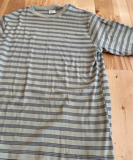Miller ミラー（ユニセックス）/ Panel-rib Casual fit Tee 【ミント×ネイビー】