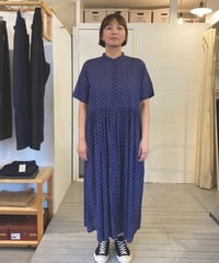SOIL ソイル （レディース） / 80s COTTON VOILE DOT PRINT BANDED COLLAR S/SL DRESS 【ネイビードット】