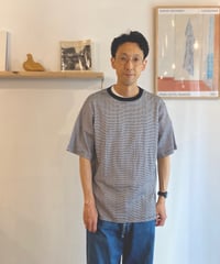 Miller ミラー（ユニセックス）/ Panel-rib Casual fit Tee 【ブラック×ホワイト3】