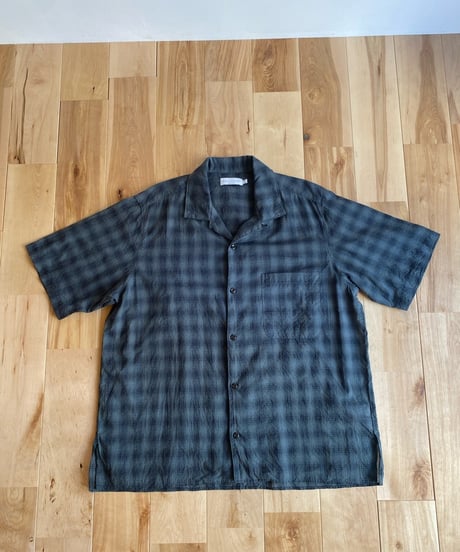 MANUAL ALPHABET マニュアルアルファベット（ユニセックス）/ C/S LAWN S/S OPEN COLLAR SHIRTS 【ブラックチェック】