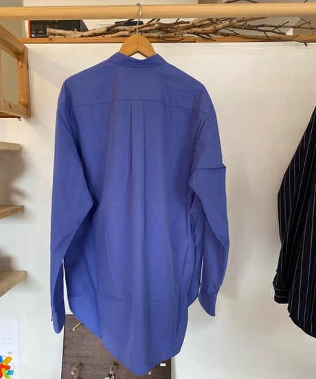 MANUAL ALPHABET マニュアルアルファベット（ユニセックス）/ WASHER BROAD LOOSE FIT B/C SHIRTS 【ブルー】
