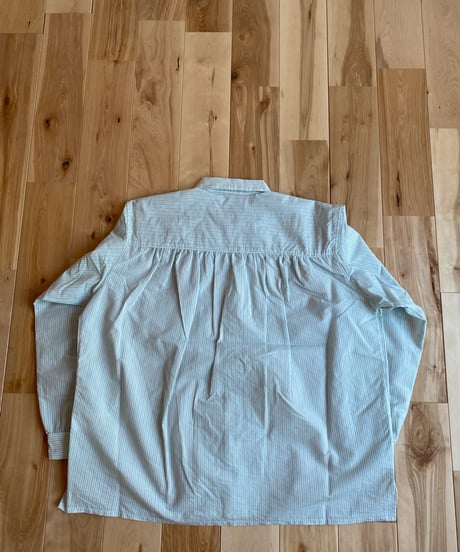 MANUAL ALPHABET マニュアルアルファベット（ユニセックス）/ AIRY CLOTH WIDE SHT エアリークロスワイドシャツ【LTグリーンストライプ】
