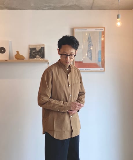 MANUAL ALPHABET マニュアルアルファベット（ユニセックス）/ WASHER BROAD LOOSE FIT B/C SHIRTS 【LTブラウン】
