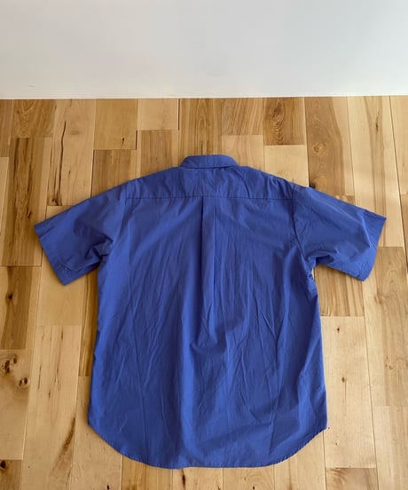 MANUAL ALPHABET マニュアルアルファベット（ユニセックス）/ WASHER BROAD LOOSE FIT R/C S/S SHT 【ブルー】