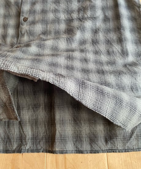 MANUAL ALPHABET マニュアルアルファベット（ユニセックス）/ C/S LAWN S/S OPEN COLLAR SHIRTS 【ブラックチェック】