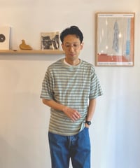 Miller ミラー（ユニセックス）/ Panel-rib Casual fit Tee 【ミント×ネイビー】