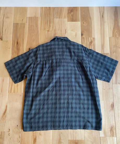 MANUAL ALPHABET マニュアルアルファベット（ユニセックス）/ C/S LAWN S/S OPEN COLLAR SHIRTS 【ブラックチェック】