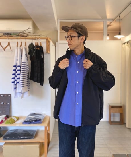 MANUAL ALPHABET マニュアルアルファベット（ユニセックス）/ WASHER BROAD LOOSE FIT B/C SHIRTS 【ブルー】