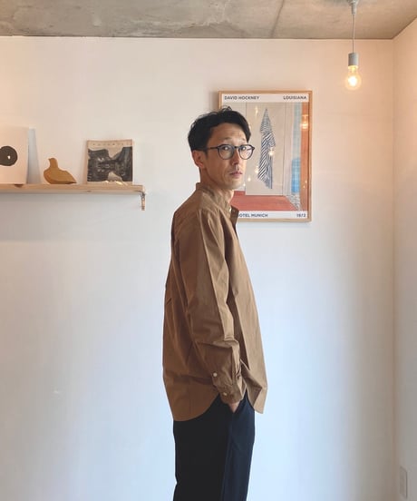 MANUAL ALPHABET マニュアルアルファベット（ユニセックス）/ WASHER BROAD LOOSE FIT B/C SHIRTS 【LTブラウン】