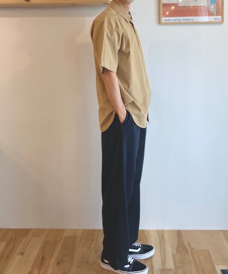 MANUAL ALPHABET マニュアルアルファベット（ユニセックス）/ SMOOTH JERSEY WIDE TRUCK PANTS スムースジャージートラックワイドパンツ【ブラック】