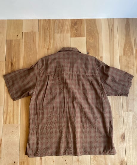 MANUAL ALPHABET マニュアルアルファベット（ユニセックス）/ C/S LAWN S/S OPEN COLLAR SHIRTS 【ブラウンチェック】