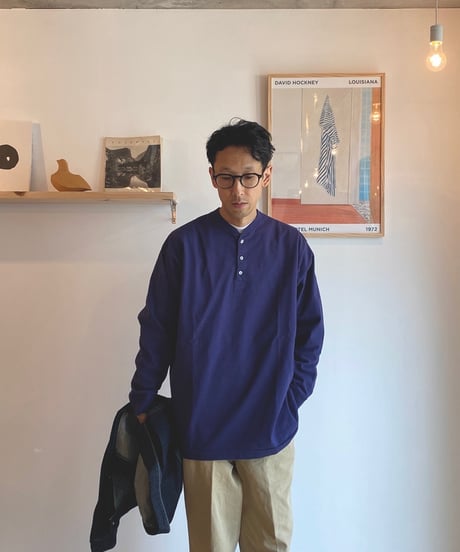Ohh! オー！（ユニセックス）/ HENLY NECK L/S TEE ヘンリーネック長袖Ｔ【ネイビー】