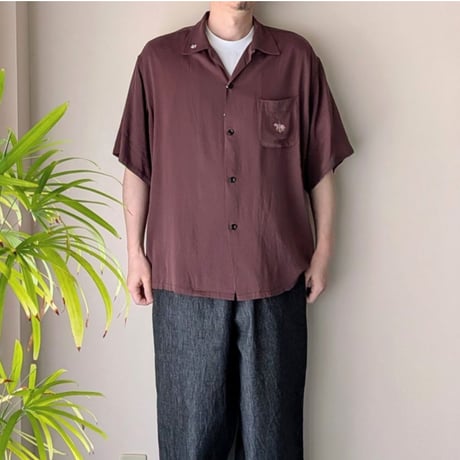 《 MEN 》 DAN RIVER  / 50S EMBROIDERY S/S SHIRT  ( BROWN )