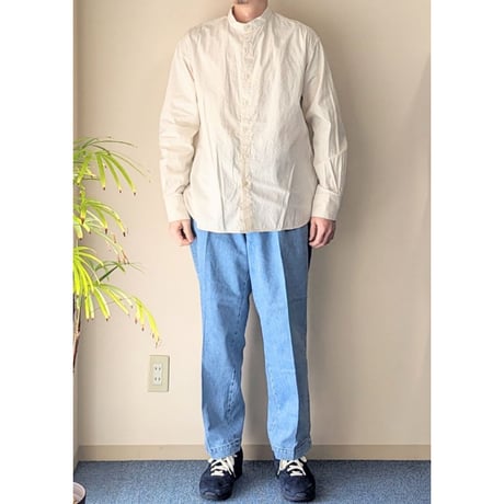 《 Unisex 》H.UNIT / Denim two tuck trousers ( Light Indigo )