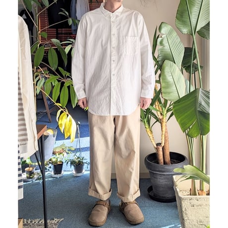 《 UNISEX 》RINEN / 80/2ダウンプルーフ レギュラーカラーオーバーサイズシャツ ( シロ )