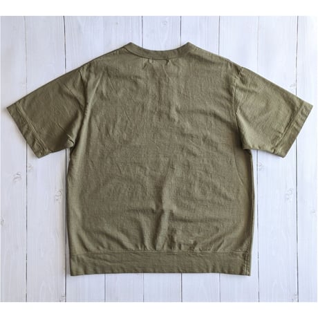 《 Unisex 》RINEN / 30/1強撚インレイ 半袖オーバーサイズクルーネック ( オリーブ )
